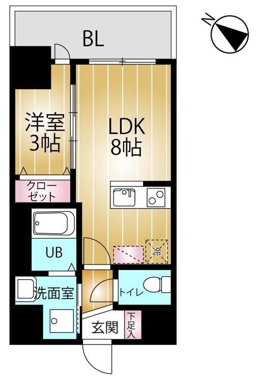 LANART蘇我(1LDK/10階)の間取り写真