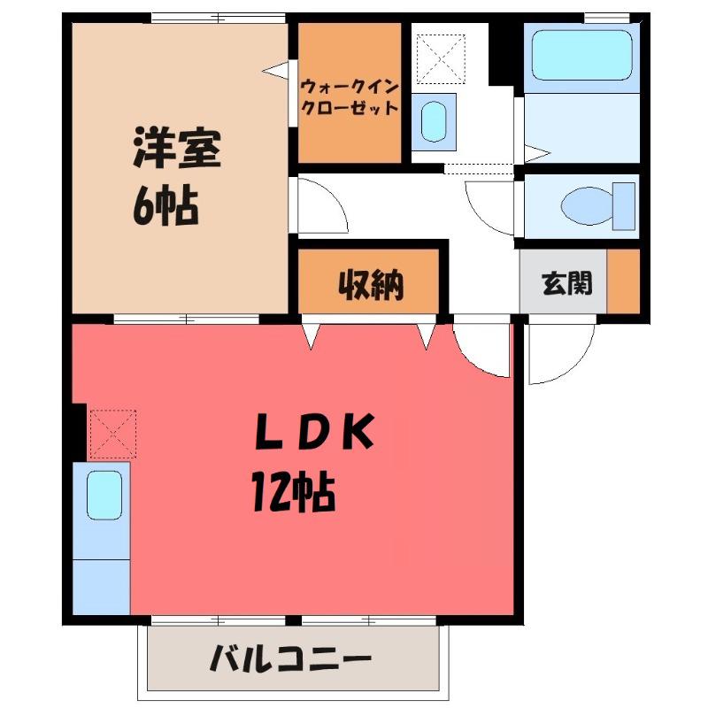 プランタン(1LDK/2階)の間取り写真
