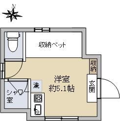 FLATQ(ワンルーム/1階)の間取り写真
