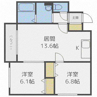 クレストパレス菊水(2LDK/2階)の間取り写真