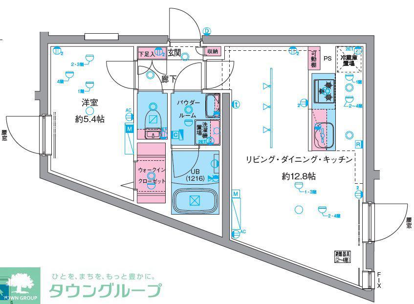 GENOVIA中野坂上(1LDK/2階)の間取り写真