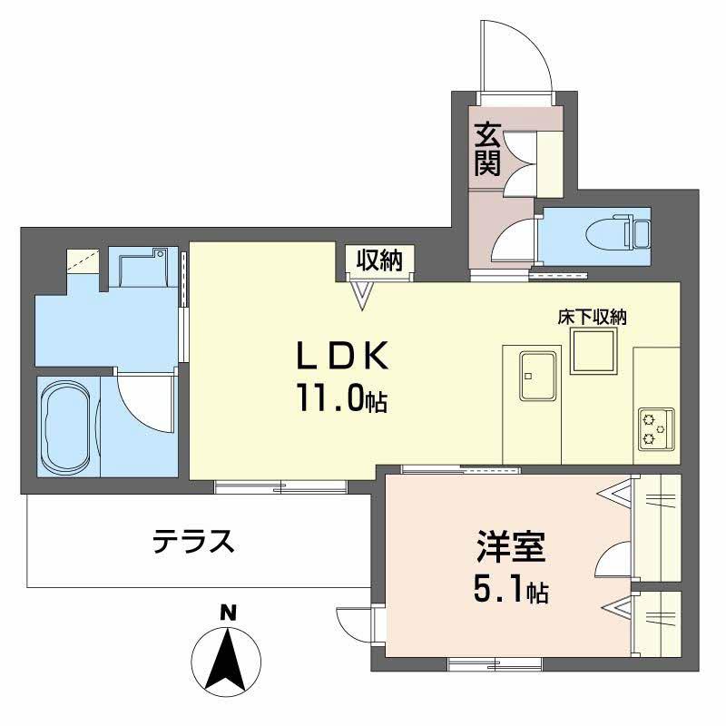 ティーエヌ伍番館(1LDK/1階)の間取り写真