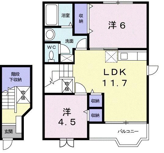 コーポミナミ(2LDK/2階)の間取り写真