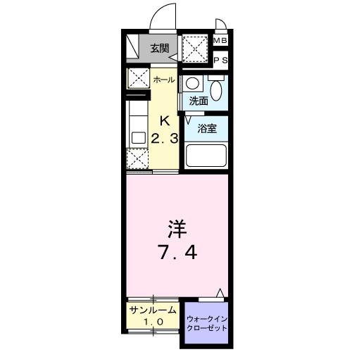 グレイス海浜(1K/1階)の間取り写真