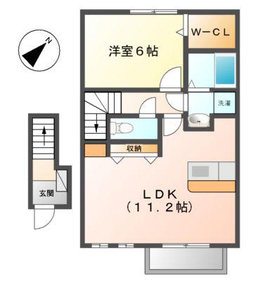 メゾンヴェール(1LDK/2階)の間取り写真