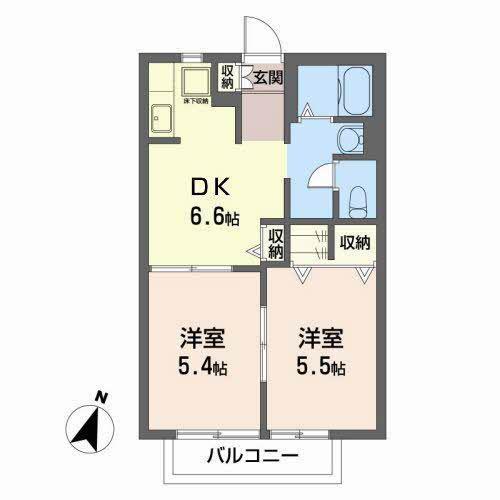 アルカンシエルC(2DK/2階)の間取り写真