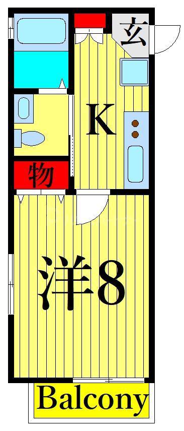 ルピナス町屋(1K/1階)の間取り写真