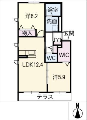 サニーフラット桑名(2LDK/1階)の間取り写真