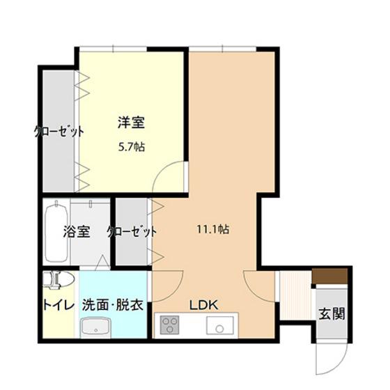 コンチネンタル砂町(1LDK/5階)の間取り写真