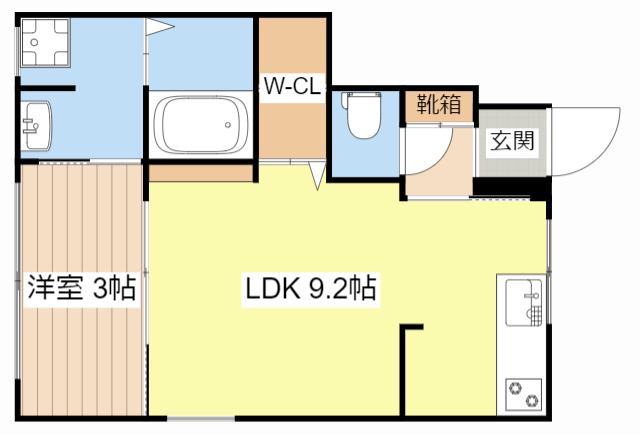プリムヴェール(1LDK/1階)の間取り写真
