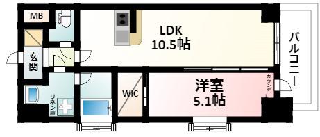スプランディッド江坂III(1LDK/10階)の間取り写真