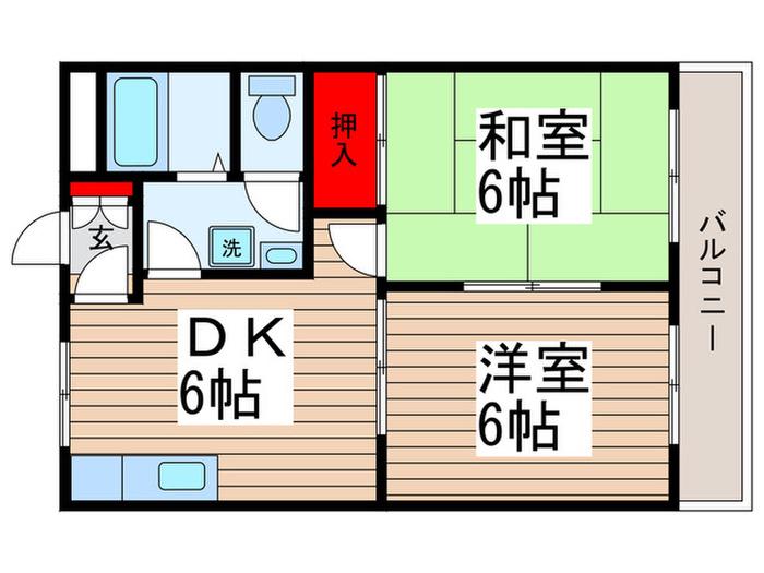 シー・フェニックス(2DK/2階)の間取り写真
