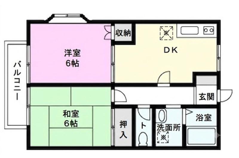 リベラルCSⅡ(2DK/1階)の間取り写真