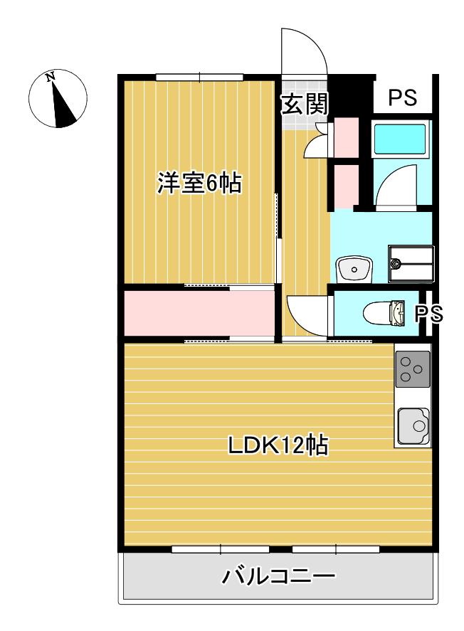 宏栄ハイツ(1LDK/2階)の間取り写真
