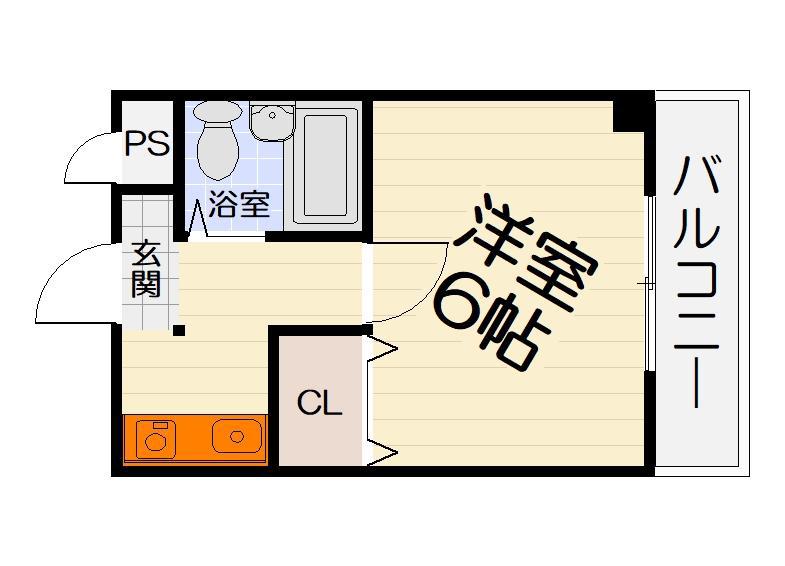 ボヌール伯太(1K/2階)の間取り写真