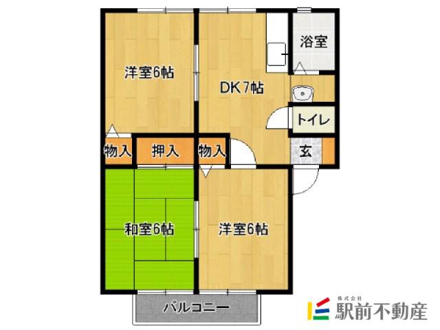 サンビレッジ大野城A(3DK/2階)の間取り写真