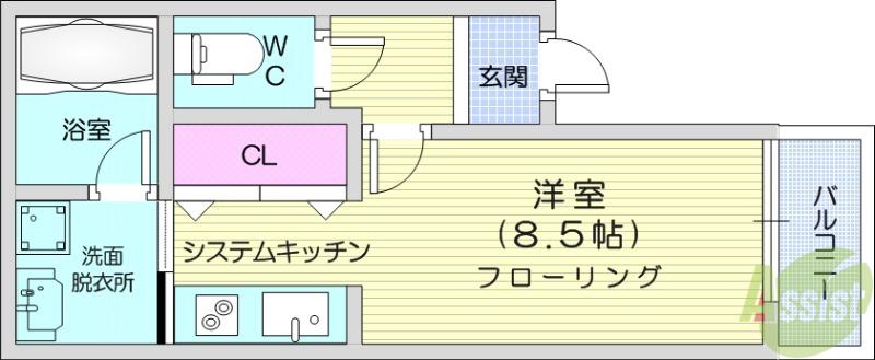 WE PLACE 黒松(ワンルーム/2階)の間取り写真