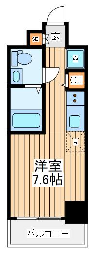 ルミード横浜阪東橋(ワンルーム/3階)の間取り写真