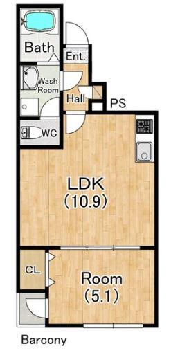 ヴェルデ堺中ビル(1LDK/2階)の間取り写真