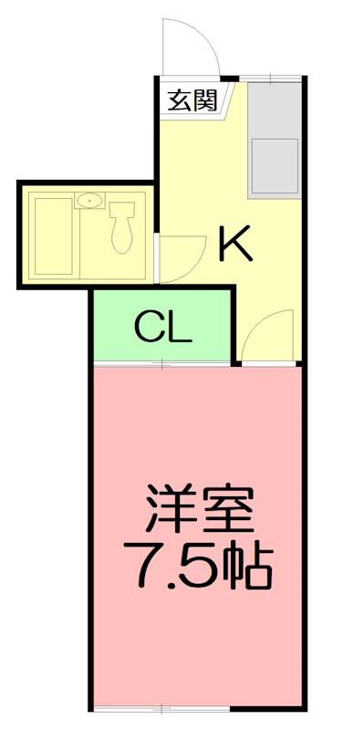ムツミハイツ(1K/1階)の間取り写真