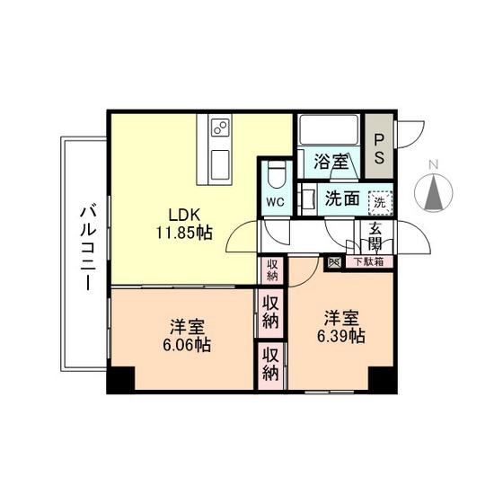 ファースト・レーベン大手町ANNEX(2LDK/10階)の間取り写真