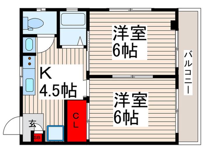 勝田第2マンション(2K/2階)の間取り写真