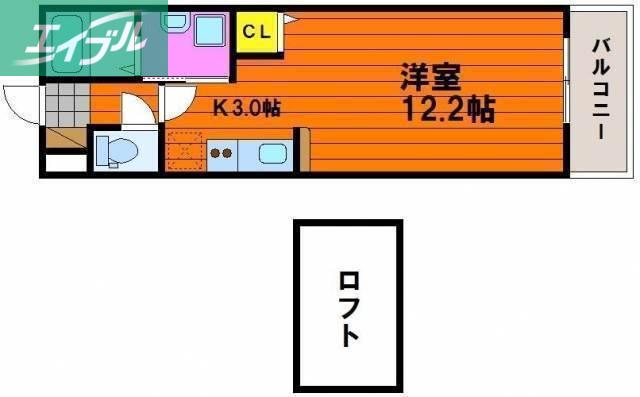 アルファレガロ岡山駅前(1K/3階)の間取り写真
