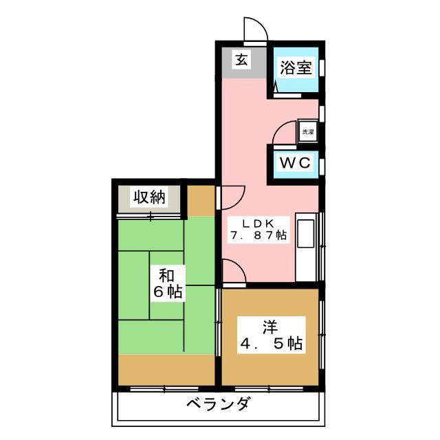 エメラルドハイツC(2LDK/1階)の間取り写真