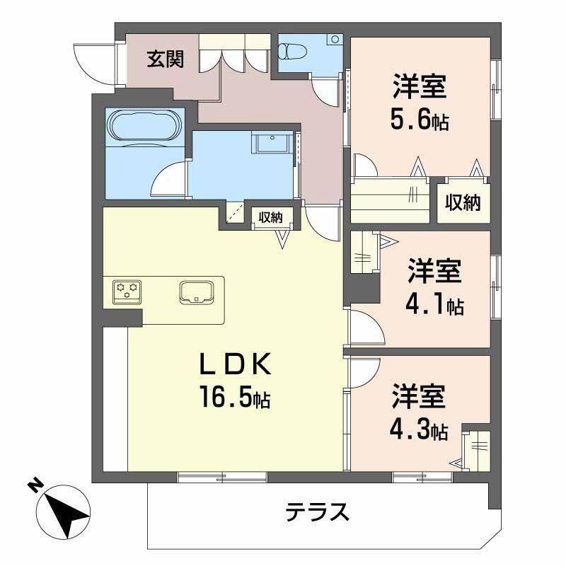 シャーメゾン トレゾール(3LDK/1階)の間取り写真