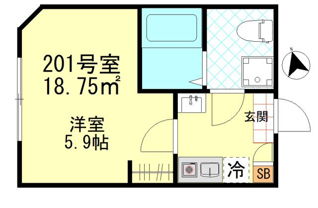 松島9世帯(1K/2階)の間取り写真