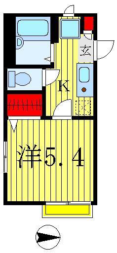 コンシスティールA&B(1K/1階)の間取り写真