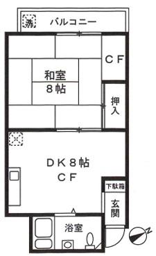 永井ビル(1DK/4階)の間取り写真