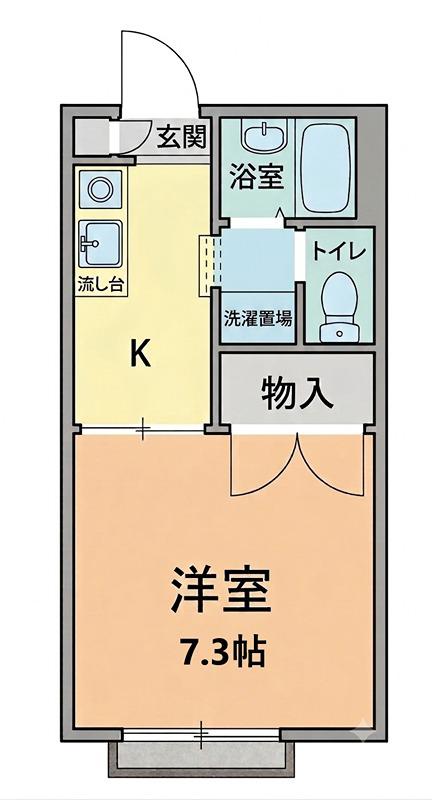 パルコート蘇我(1K/1階)の間取り写真