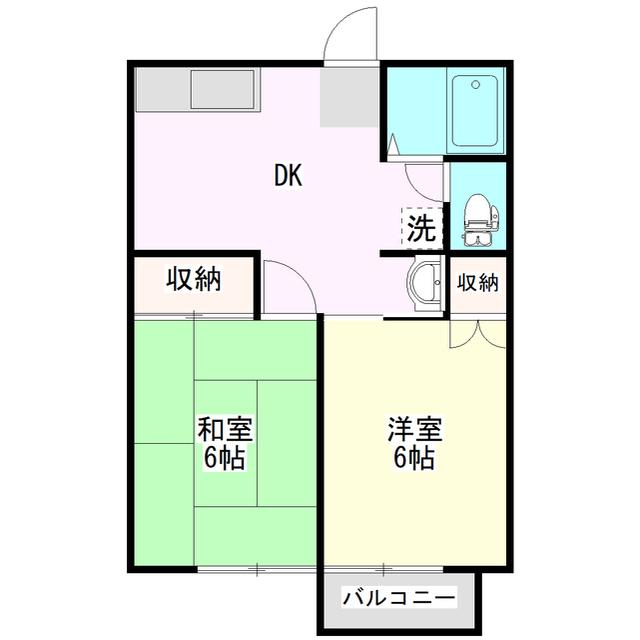 シティハイムイズミB(2DK/1階)の間取り写真