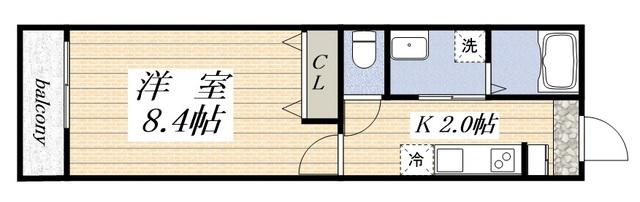 フラット柏(1K/3階)の間取り写真