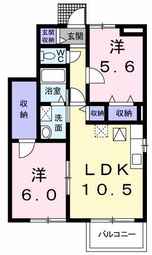 インフィニティIV(2LDK/1階)の間取り写真