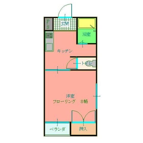 富山地鉄本線 東新庄駅 徒歩10分 2階建 築29年(1DK/1階)の間取り写真