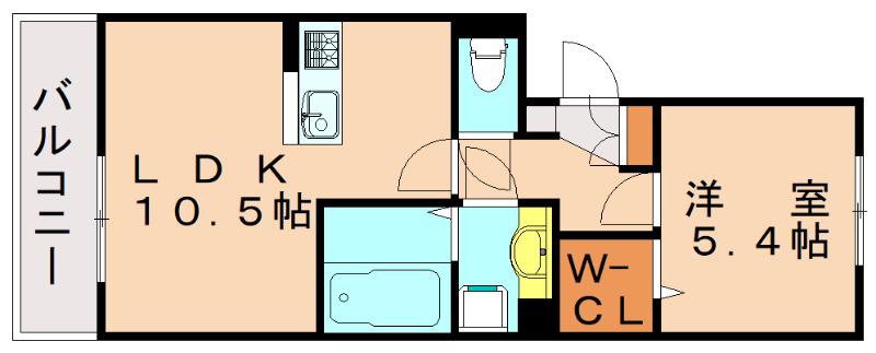 CENTRAL PARK三ヶ森(1LDK/3階)の間取り写真