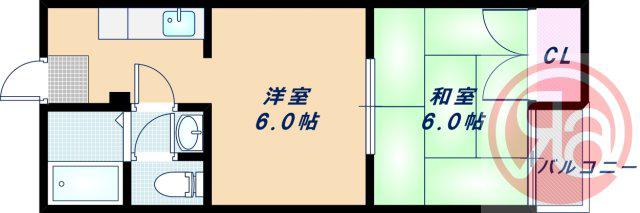 スポール南住吉(2K/2階)の間取り写真