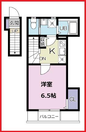グランシャレー亀有I(1K/2階)の間取り写真