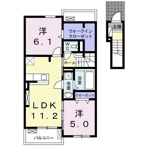 プランドール・メゾン(2LDK/2階)の間取り写真