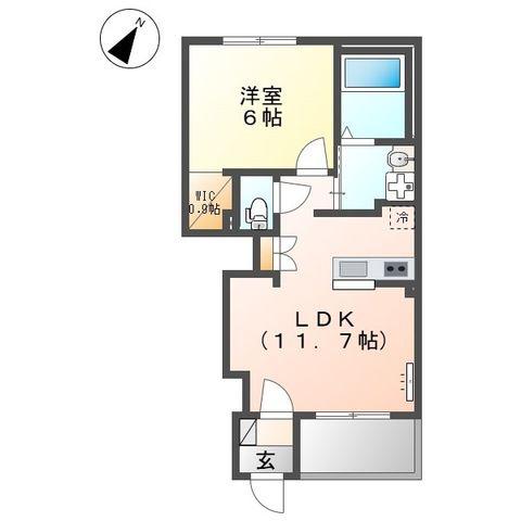 シャルール(1LDK/1階)の間取り写真