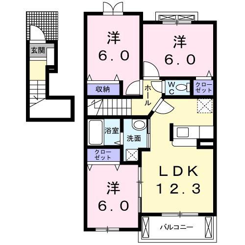 フェリス・ユー III(3LDK/2階)の間取り写真