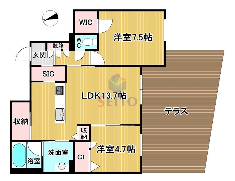 エトルミエール サクラ(2LDK/1階)の間取り写真