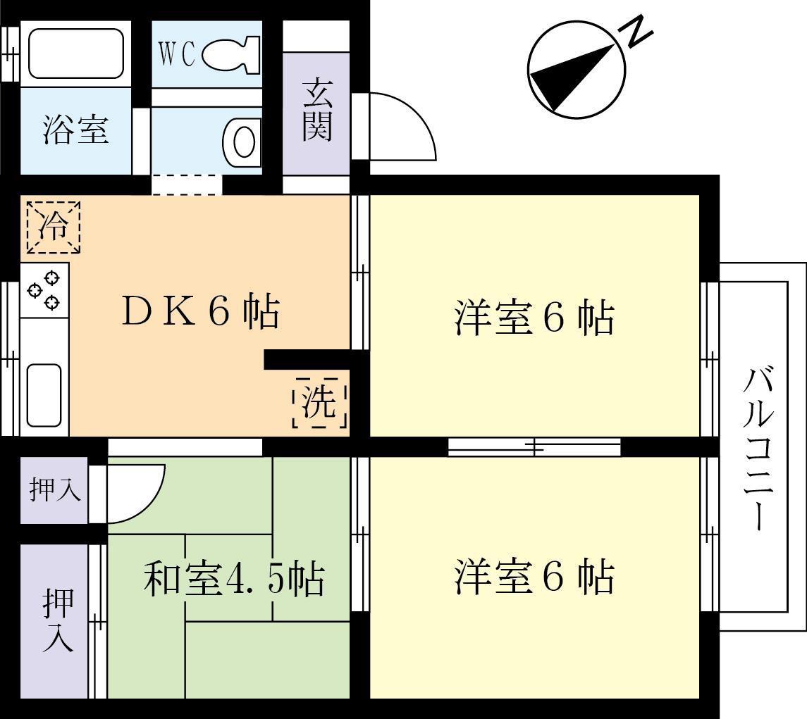 ウィンベル(3DK/1階)の間取り写真