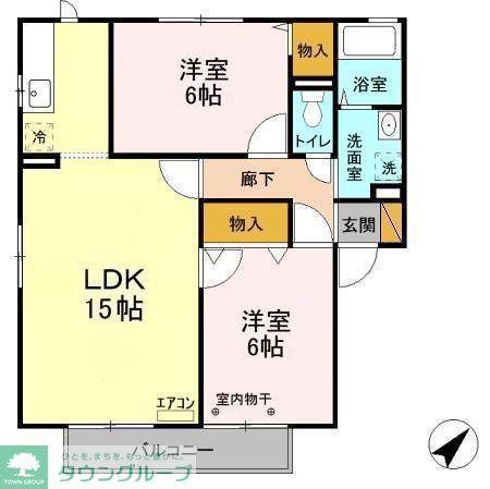 フルールアルス(2LDK/2階)の間取り写真
