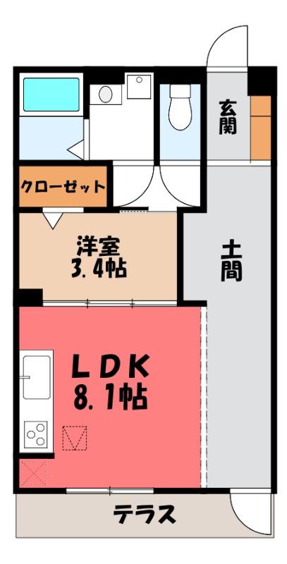 ラウレア(1LDK/1階)の間取り写真