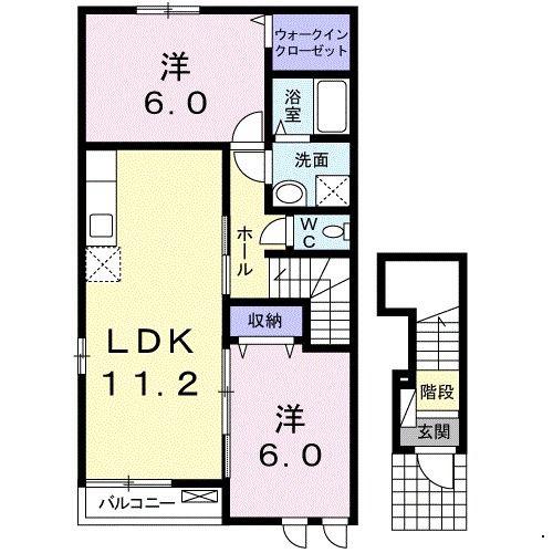 サン ブリッサ B(2LDK/2階)の間取り写真
