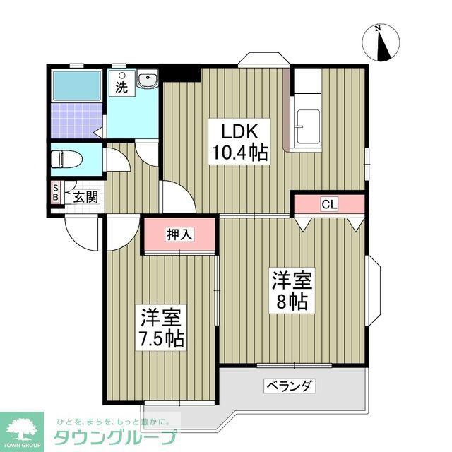 ピュアハイツ(2DK/1階)の間取り写真