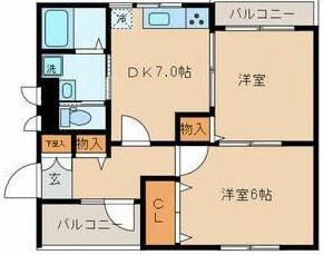 サンレジデンス(2DK/4階)の間取り写真
